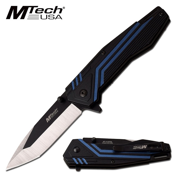 Mtech A1087BL Flipper Folding Knife, Assisted Opening, Aluminum Blue/Black