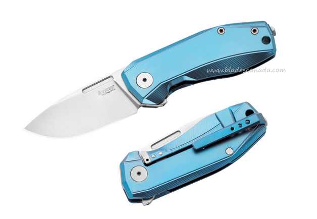 Lion Steel Nano Flipper Framelock Knife, CPM MagnaCut Satin, Titanium Blue, NA01 BL