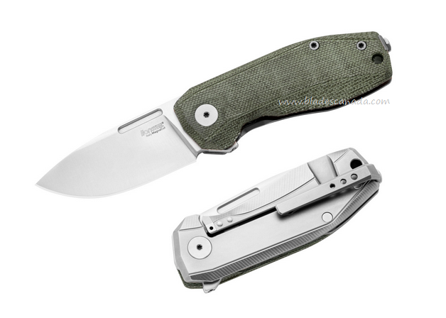 Lion Steel Nano Flipper Framelock Knife, CPM Magnacut, Titanium/Micarta Green, NA01 CVG