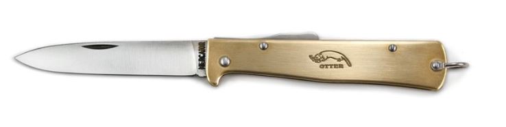 Otter-Messer Mercator Folding Knife, C75 Carbon, Brass Handle, L154B