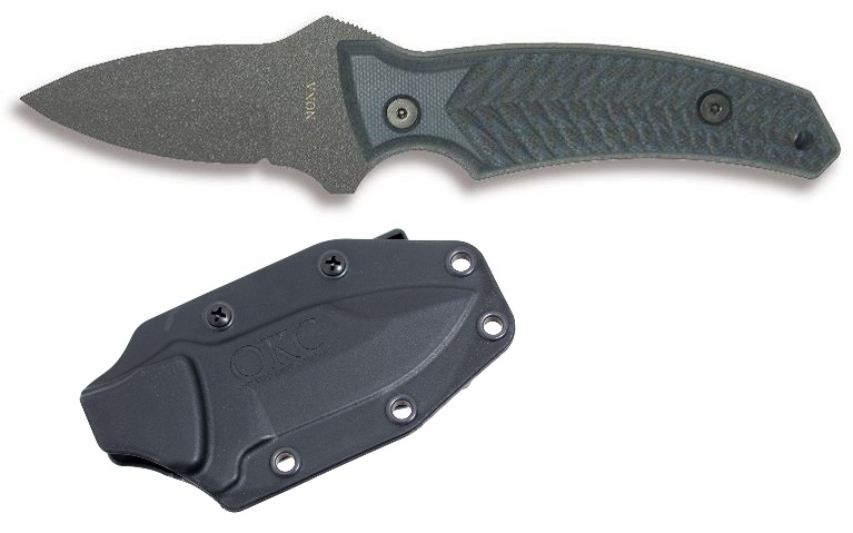 OKC Fortune Series Nona Fixed Blade Knife, G10 Black/Blue, 8743