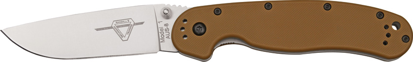 OKC Rat 1 Folding Knife, AUS 8 Plain Edge, Coyote Brown Handle, 8848CB