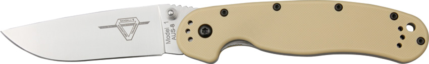 OKC Rat 1 Folding Knife, AUS 8 Plain Edge, Desert Tan Handle, 8848DT