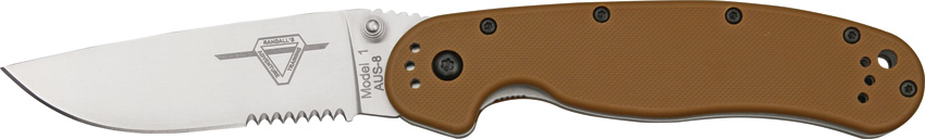 OKC RAT 1 Folding Knife, AUS 8 Partially Serrated, Coyote Handle, 8849CB