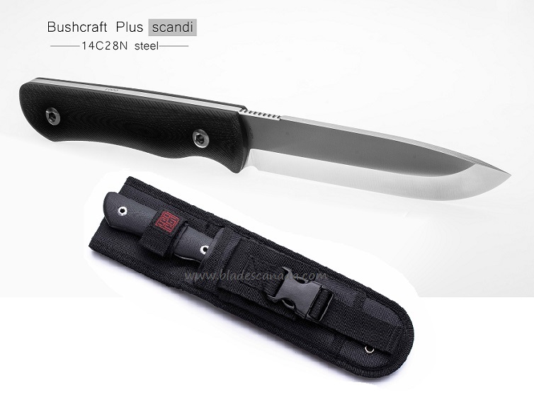 Real Steel Bushcraft Plus Fixed Blade Knife, 14C28N Scandi, G10, 3718
