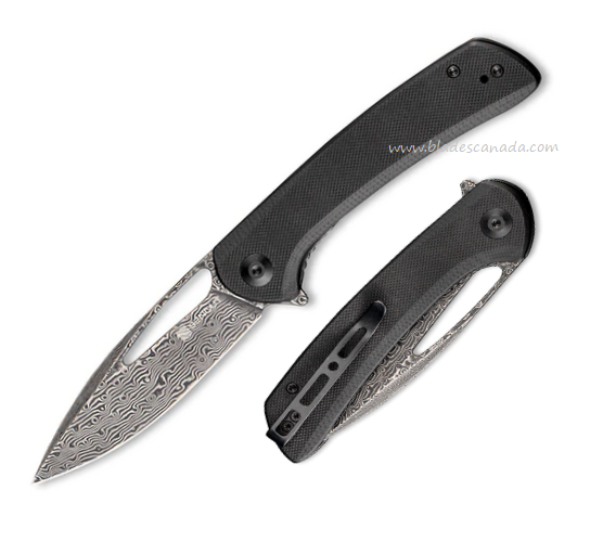 SENCUT Honoris Flipper Folding Knife, Damascus, G10 Black, SA07C