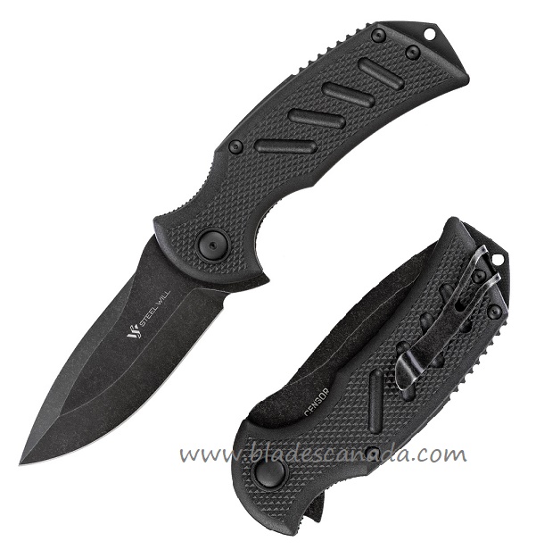 Steel Will Censor Flipper Folding Knife, D2 Black, FRN Black, F13-A1B