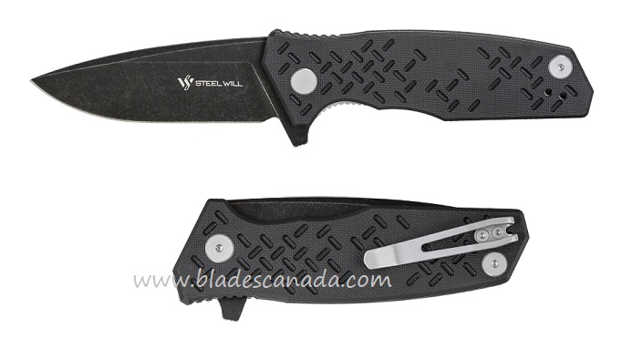 Steel Will Chabot Flipper Folding Knife, D2 Black SW, G10 Black, F14-04