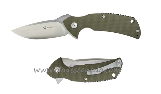 Steel Will Mini Plague Doctor Flipper Folding Knife, D2 Satin, G10 Green, F16M-02