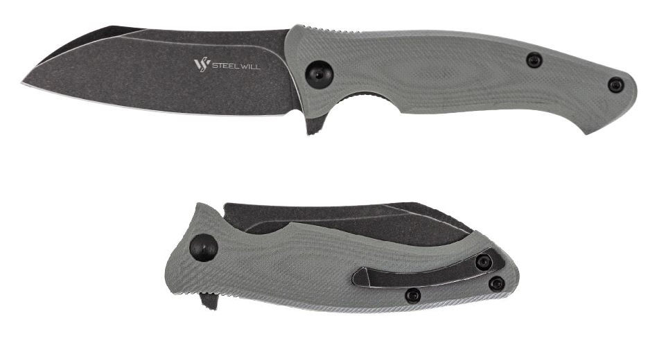 Steel Will Nutcracker Flipper Folding Knife, N690Co Black SW, G10 Gray, F24-20