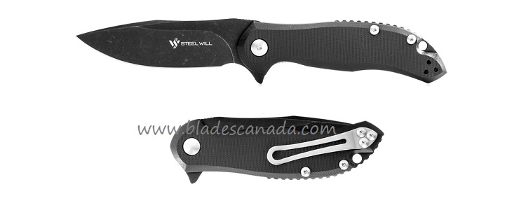 Steel Will Lanner Flipper Folding Knife, D2 Black, G10 Black, F35M-09