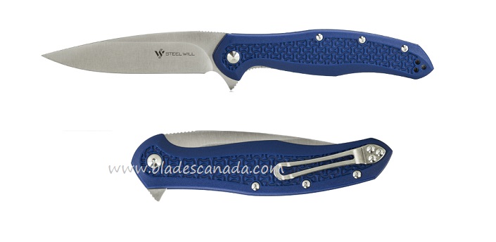 Steel Will Intrigue Flipper Folding Knife, D2 Satin, FRN Blue, F45-16