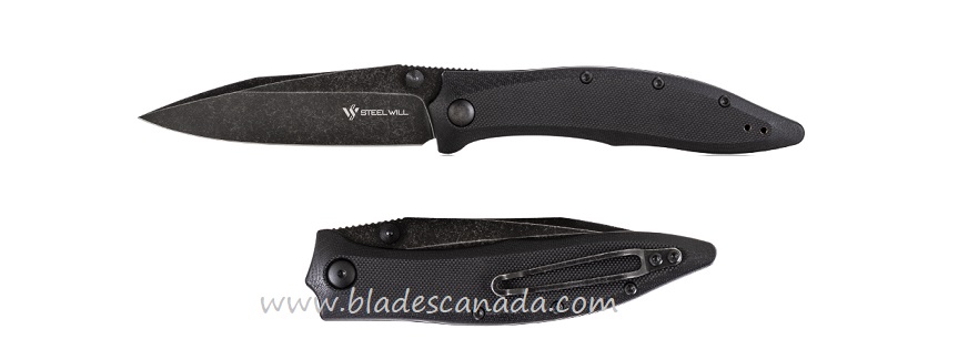 Steel Will Gienah Folding Knife, D2 Black SW, G10 Black, F53-18