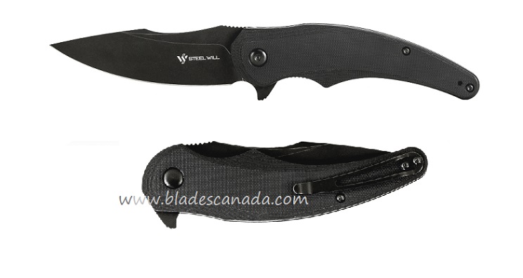 Steel Will Arcturus Flipper Folding Knife, D2 Black, G10 Black, F55-03