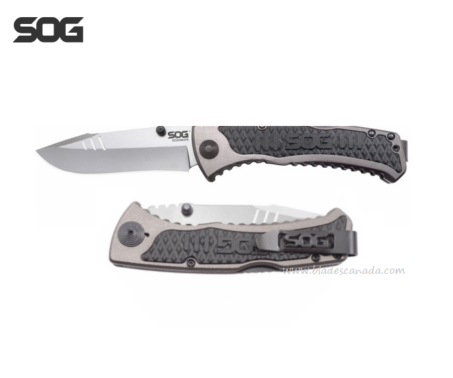 SOG Sideswipe Folding Knife, Clip Point Blade, Aluminum/GRN, SW1011