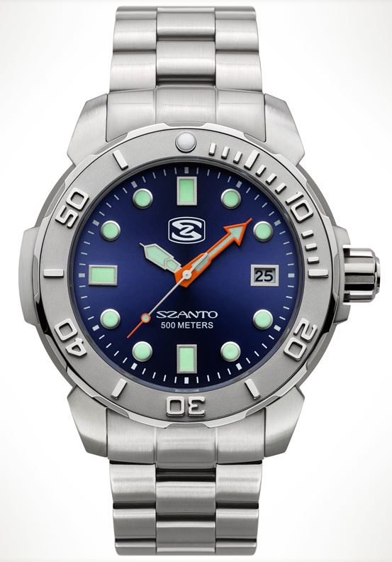 Szanto 5123 Dive Series Steel Bracelet - Silver and Blue