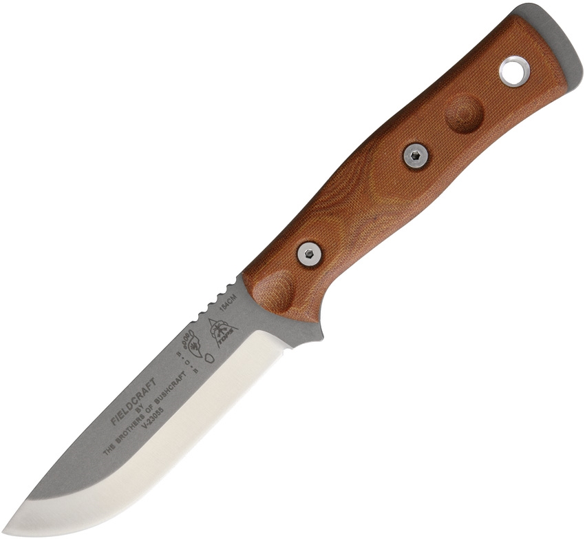 TOPS B.O.B. Hunter Fixed Blade Knife, 154CM, Micarta Tan, Kydex Sheath, BROS154TC