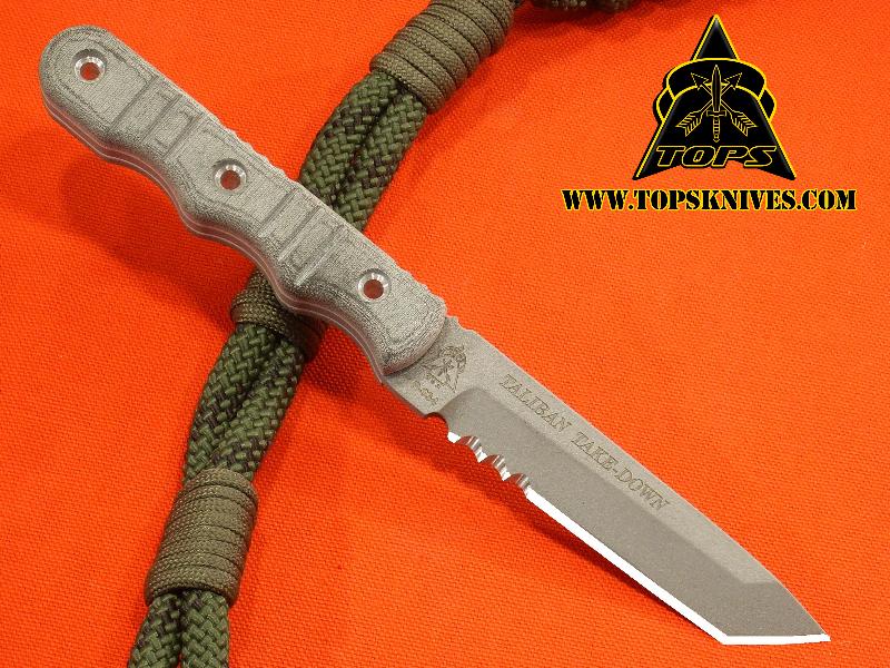 TOPS TTD Fixed Blade Knife, 1095 Carbon, Micarta, Kydex Sheath, TTD01