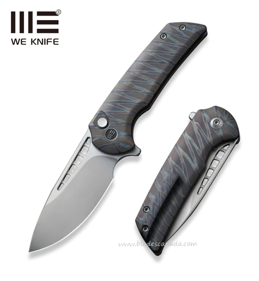 WE Knife Mini Malice Flipper Folding Knife, CPM 20CV, Titanium Tiger Stripe, WE054BL-6