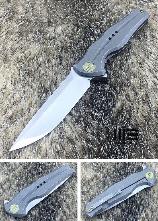 We Knife 601J Flipper Framelock Knife, S35VN Satin, Titanium Grey, WE601J