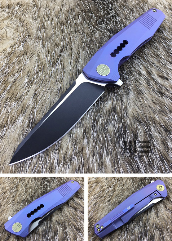 WE Knife 603E Flipper Framelock Knife, S35VN Two-Tone, Titanium Blue