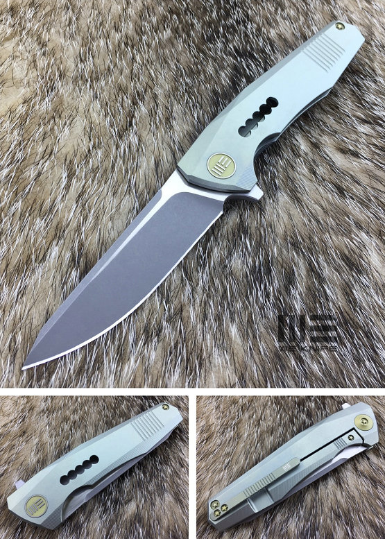 WE Knife 603H Flipper Framelock Knife, S35VN Stonewash, Titanium Green
