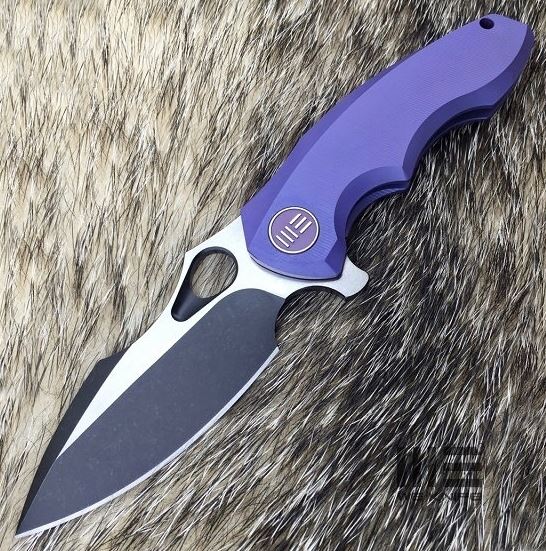 WE Knife 605B Flipper Framelock Knife, S35VN Blackwash Two-Tone, Titanium Blue
