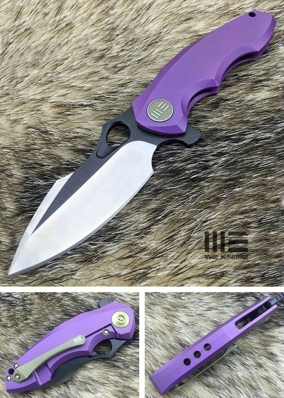 WE Knife 605F Flipper Framelock Knife, S35VN Two-Tone, Titanium Purple