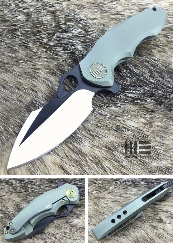 WE Knife 605I Flipper Framelock Knife, S35VN Two-Tone, Titanium Green