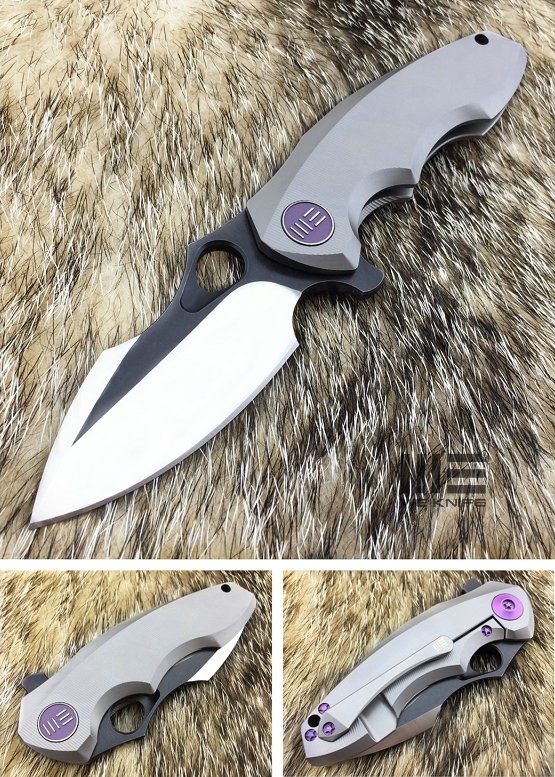 WE Knife 605J Flipper Framelock Knife, S35VN Two-Tone, Titanium Grey