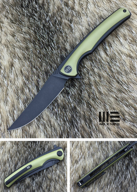 We Knife 704I Flipper Folding Knife, M390 Black, Titanium Gold