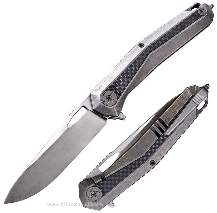 WE Knife Caliber Flipper Framelock Knife, S35VN, Titanium/Carbon Fiber, 808B