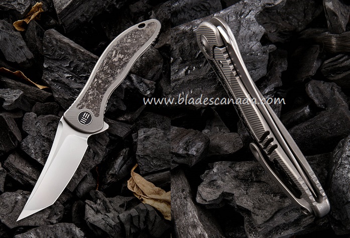WE Knife Synergy 2 Flipper Framelock Knife, M390 Tanto, Titanium/Carbon Fiber, 912CF-B