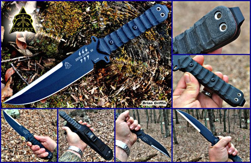 TOPS Zero Dark 30 Fixed Blade Knife, 1095 Carbon, Micarta, Nylon Sheath, ZERO30