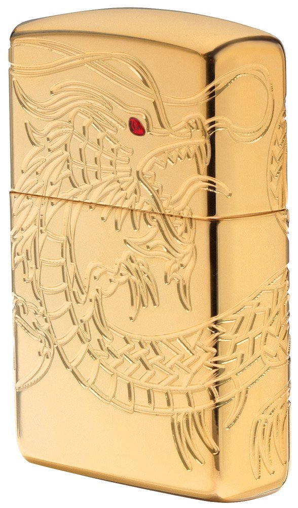 Zippo Engraved Serpent Dragon Lighter, Gold Plated, 29265