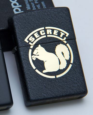 Zippo MSMssqrlBC Mil-Spec Monkey, Secret Squirrel, Black Crackle
