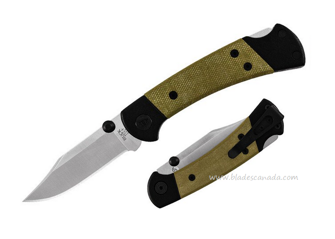 Buck Ranger Sport Folding Knife, S30V Satin, Aluminum/Micarta Green, BU0112GRS5