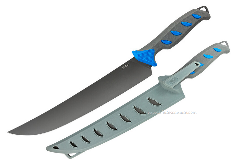 Buck Hookset Breaker Salt Water Fillet Fixed Blade Knife, Blue/Grey Handle, 0149BLS