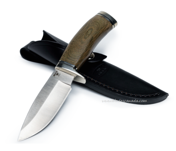 Buck 192 Vanguard Fixed Blade Knife, S35VN Drop Point, Micarta Green, 0192GRSLE