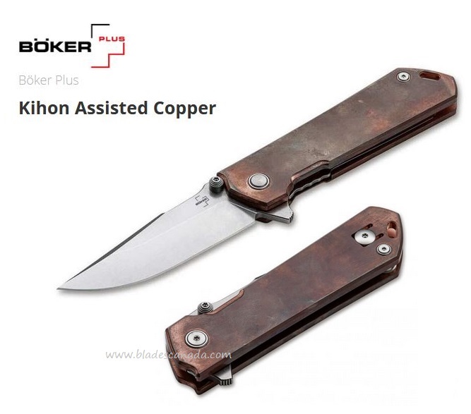 Boker Plus Kihon Flipper Folding Knife, Assisted Opening, D2, Copper Handle, B-01BO165