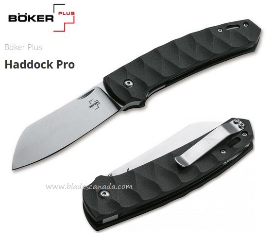 Boker Plus Haddock Pro Folding Knife, D2, G10 Black, 01BO232 - Click Image to Close