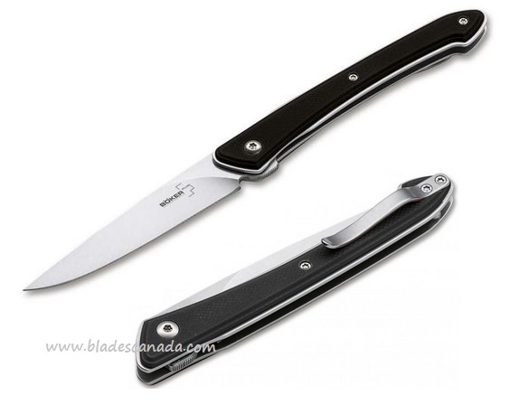 Boker Plus Spillo Flipper Folding Knife, VG10, G10 Black, 01BO244 - Click Image to Close