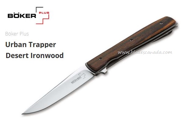 Boker Plus Urban Trapper Flipper Folding Knife, VG10, Desert Ironwood, 01BO711 - Click Image to Close