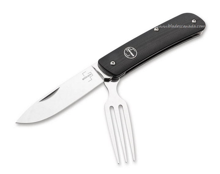 Boker Plus Tech Tool Slipjoint Knife w/ Fork, 12C27, G10 Black, 01BO817