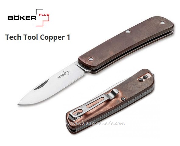 Boker Plus Tech Tool Copper 1 Slipjoint Folding Knife, 12C27 Sandvik, Copper Handle, B-01BO855