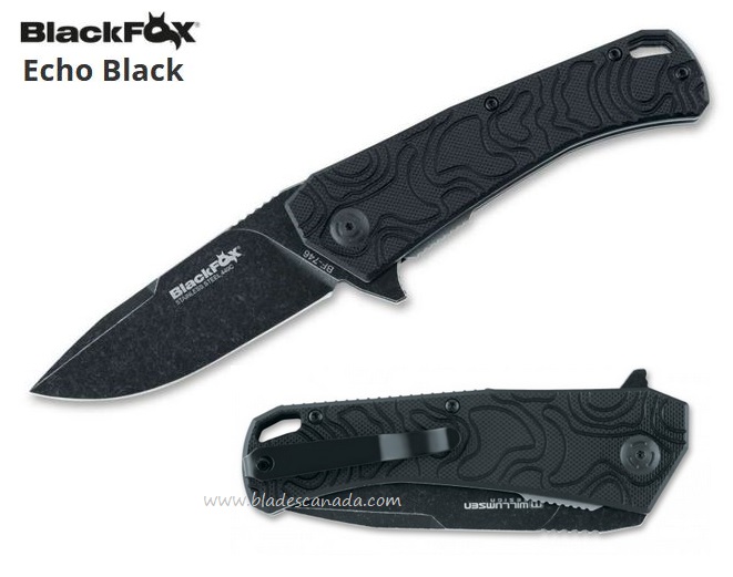 BlackFox Echo Flipper Folding Knife, 440C, G10 Black, BF-746