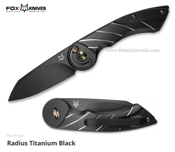 Fox Italy Radius Folding Knife, M390, Titanium Black, FX-550TIB