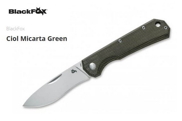 BlackFox Ciol Slipjoint Folding Knife, 440C, Micarta Green, BF-748MI - Click Image to Close