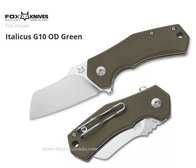 Fox Italy Italicus Flipper Folding Knife, M390, G10 OD Green, FX-540G10OD