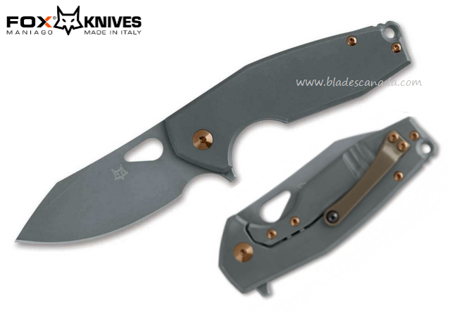 Fox Italy Yaru Flipper Framelock Knife, CPM S90V, Titanium PVD Grey, 01FX903